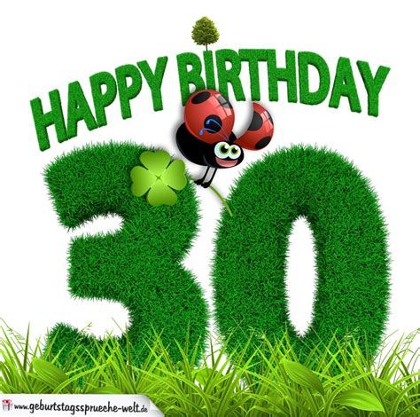 Alle bilder und texte dürfen gerne für den privaten gebrauch kostenlos verwendet werden. 30. Geburtstag als Graszahl Happy Birthday ...