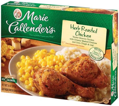 With only 230 calories, 2 grams of added sugar, and 19 grams of protein, this healthy choice frozen meal of grilled chicken, al dente penne pasta, and a basil lemon sauce is balanced, healthy, and delicious! Marie Callender's Herb Roasted Chicken | Hy-Vee Aisles ...