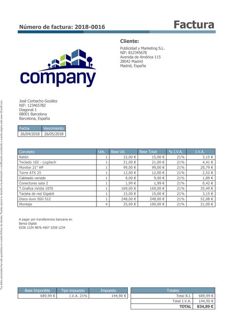 Plantillas De Factura Para Aut Nomos Plantillas Gratis Factura