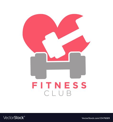 Fitness Club Logo Design With Dumbbells On Vector Image