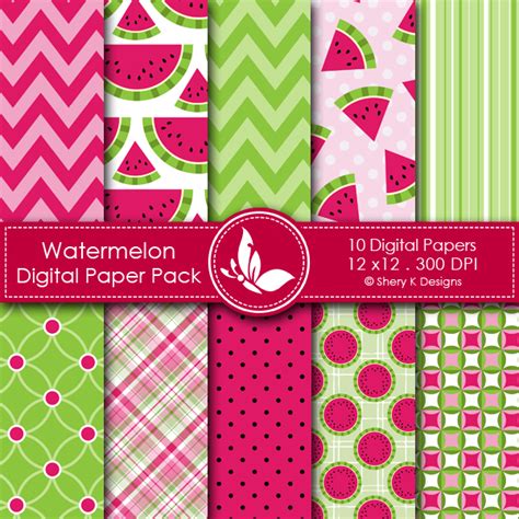 Watermelon Digital Papers Shery K Designs