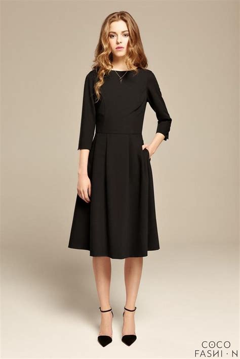 Black Flared 3 4 Sleeves Midi Dress Textured Bodycon Dress Midi Dress Dresses