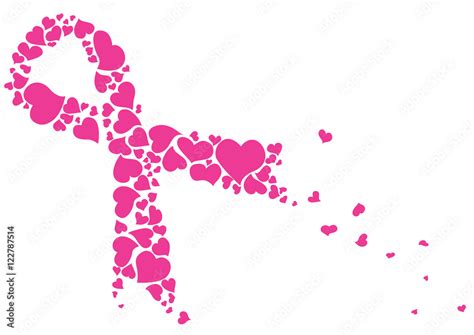 Pink Ribbon Made Of Hearts Vector Breast Cancer Ribbon Awareness