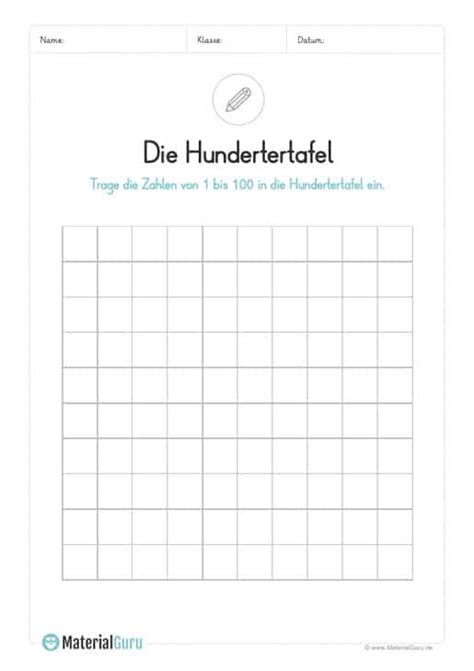 Hundertertafel pdf und hundertertafel übungen zum ausdrucken von mathefritz. Hundertertafel / Hunderterfeld - MaterialGuru