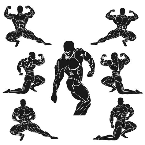 Set Of Bodybuilding Icons Muscles Healthcare Illustrations
