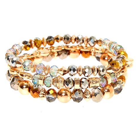 Gold Bead Stretch Bracelets 3 Pack Claires Us