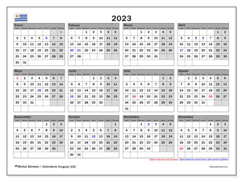 Calendario 2023 Para Imprimir “uruguay Ld” Michel Zbinden Uy