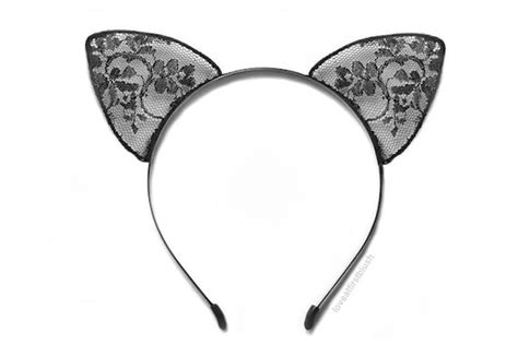 Cat Ears Lace Headband In Black Lace