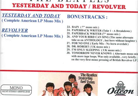 The Beatles Yesterday And Today Mono Odeon Mono Thecdbunker