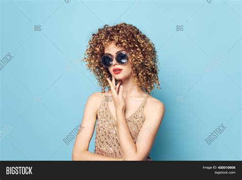 Cheerful Woman Curly Image And Photo Free Trial Bigstock