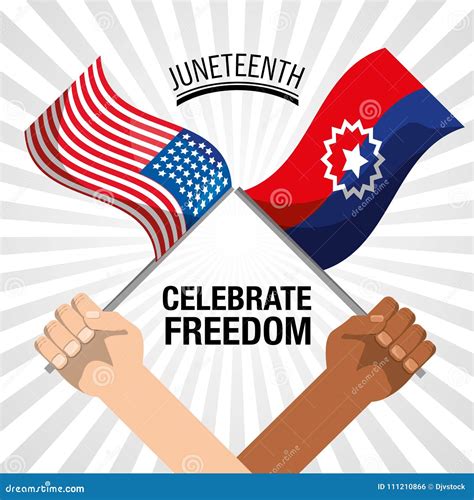 Hands With Flags To Celebrate Freedom Juneteenth Stock Vector