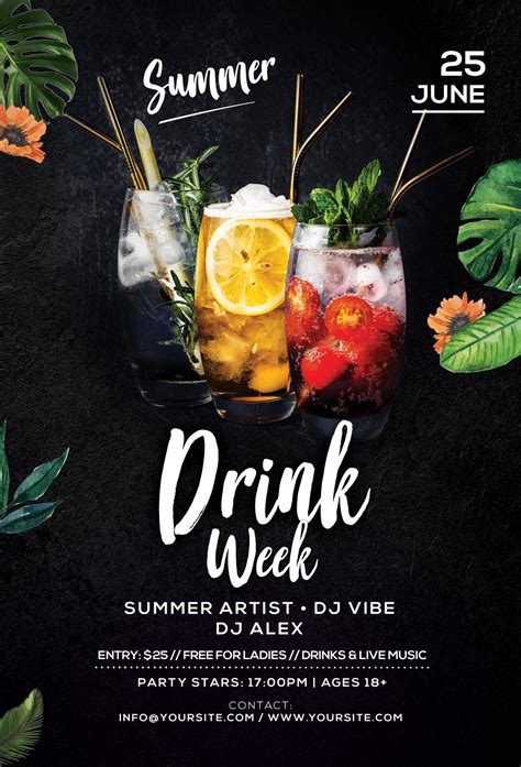 Drink Week Free Psd Flyer Template Pixelsdesign Food Poster Design