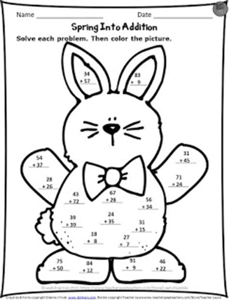 Spring springtime coloring pages free and printable. Free Spring Addition Solve and Color - Classroom Freebies