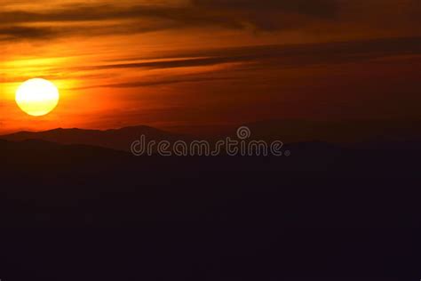 Sun With Sunlight Over Mountains On Blue Sky Stock Image Image Of