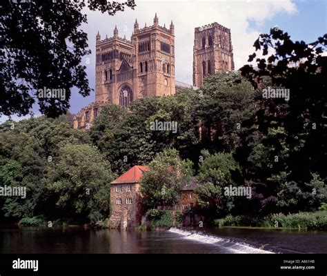 U K Britain England Durham Cathedral Fulling Mill Wear River Stock