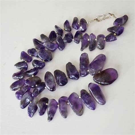 Polished Amethyst Necklace Big Stones From Artsnends On Ruby Lane