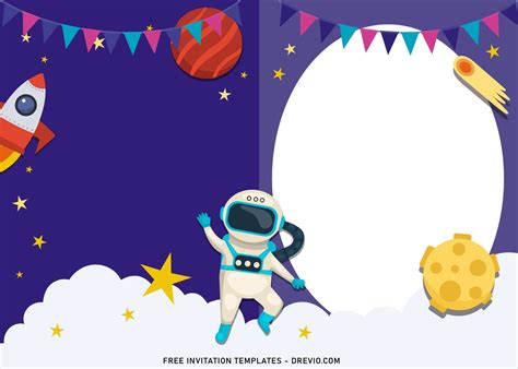 11 Cute Space Galaxy Themed Birthday Invitation Templates Download