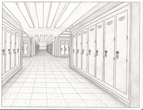 Lockers On A School Hallway By Thealjavis On Deviantart Perspective
