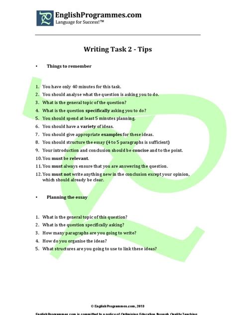 Ielts Writing Test Task 2 Tips Pdf