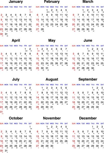 Jahreskalender Kostenlose Vektor