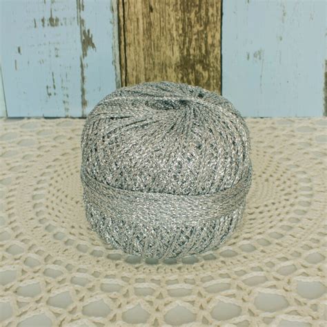 Silver Metallic Yarn Metallic Crochet Thread Glitter Lurex Etsy