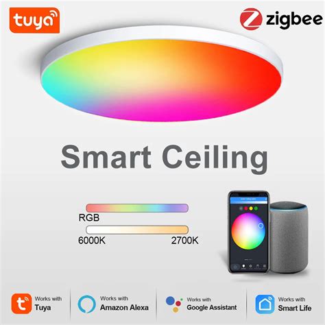 Tuya Zigbee Luz De Teto Inteligente Wifi Rgbcw L Mpada Led Sala De