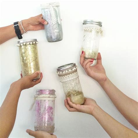 Mason Jars Glitter Ribbon And Twine This Was Our Final Diy Of