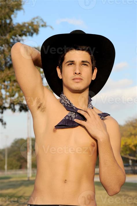 Sexy Cowboy Shirtless And In Black Cowboy Hat Stock Photo At Vecteezy