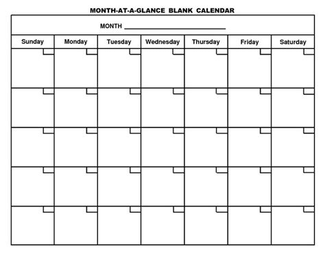Printable Blank Calendar Template Organizing Month