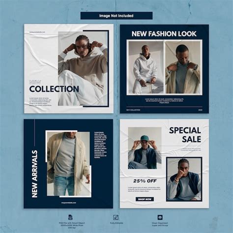 Premium Psd Fashion Man Instagram Post Template Minimalist Design Set