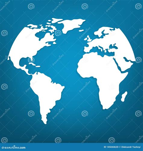White World Map Or Global Cartography On Blue Background Vector