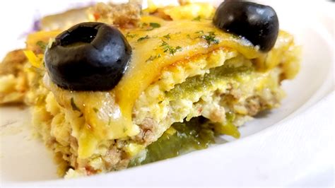 This easy chile relleno casserole (vegetarian) has all the wonderful southwest flavors of the traditional dish, but is baked not fried, and it's delicious! Club Wellness - Employee Recipe