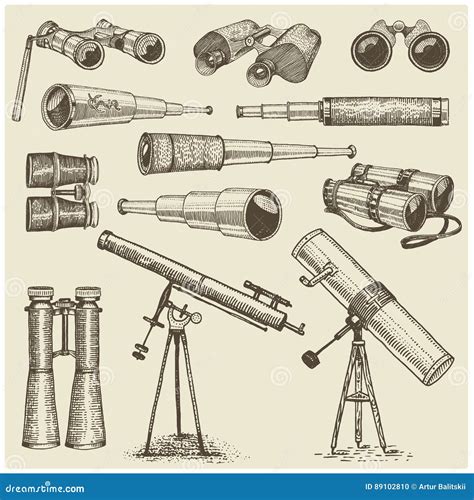 set of astronomical instruments telescopes oculars and binoculars quadrant sextant engraved