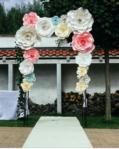 Paper Flowers Arch Paper Flower Backdrop Wedding Wedding Arch
