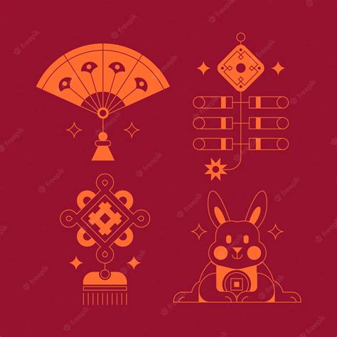 Free Vector | Flat chinese new year festival celebration ornaments