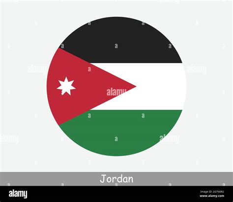 Jordan Round Circle Flag Jordanian Circular Button Banner Icon Eps