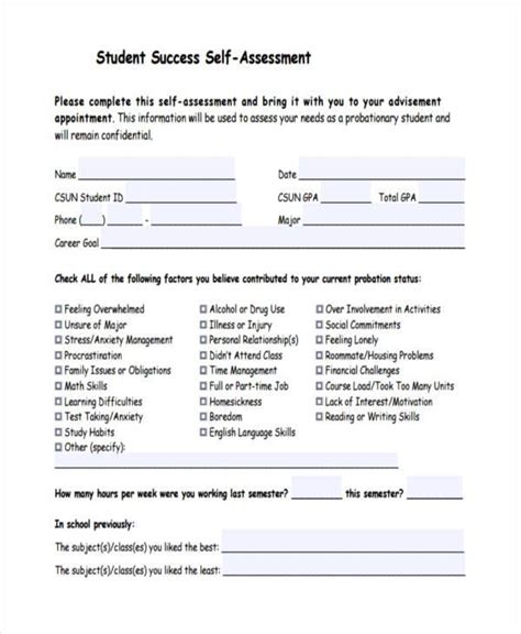 Free 22 Sample Self Assessment Forms In Pdf Ms Word Excel