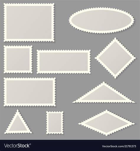 Postage Stamps Of Various Shapes And Sizes Vector Image