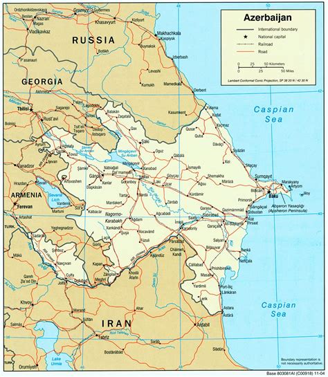 Etwa 20% des staatsgebietes im südwesten des landes (bergkarabach). Landkarte Aserbaidschan (Politische Karte) : Weltkarte.com ...