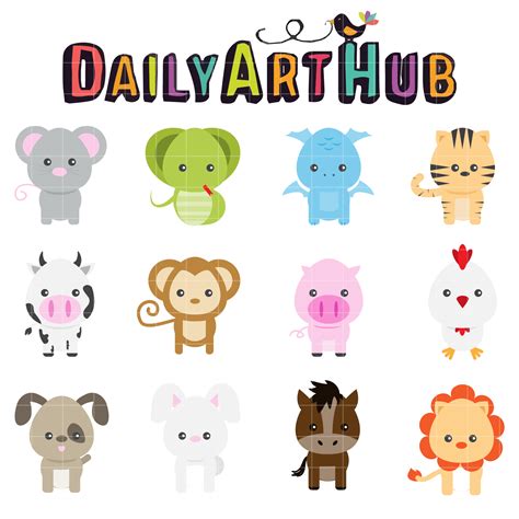 Cute Animals Clip Art Set Daily Art Hub Graphics Alphabets And Svg