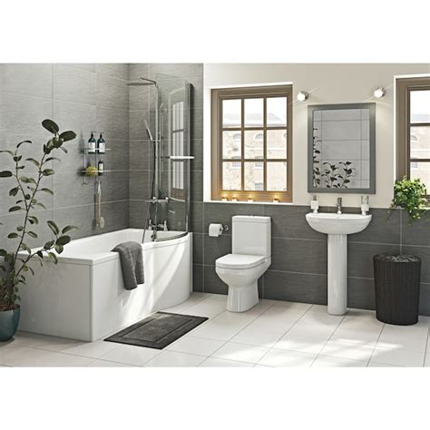 Orchard Balance Bathroom Suite With Right Handed P Shaped Shower Bath