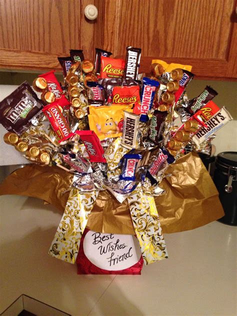 So go and miss me. Candy bar bouquet I made for going away gift for friends ...