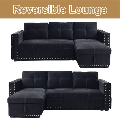 Sectional Sofa With Chaise Habitrio 91 L Shape Seat Couch Wpull Out