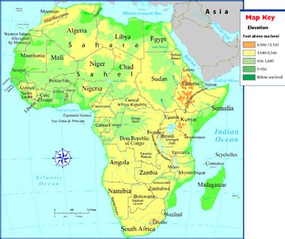 The physical map of africa showing major geographical features like elevations, mountain ranges, deserts, seas, lakes, plateaus, peninsulas, rivers, plains, some regions with vegetations or forest, landforms and other topographic features. Travel Guru! The Sahara Desert - Home