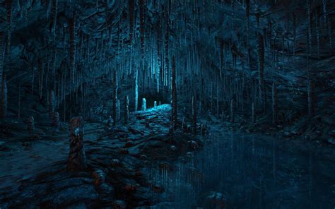 Dark Caves Storyline Games Dark Cave Waterfall Wallpaper Digital Art