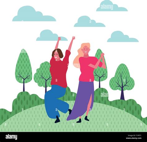 Two Women Friends Cartoon Stock Vector Image And Art Alamy