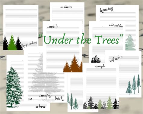 Under The Trees Lined Journal Pages Printable Download Etsy Uk