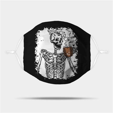 Halloween Shirt Coffee Drinking Skeleton Skull Halloween Coffee
