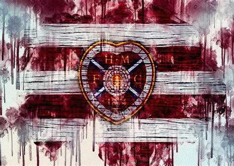 Hearts Fc Logo Scottish Premiership Soccer Painting By Sissy Angelastro