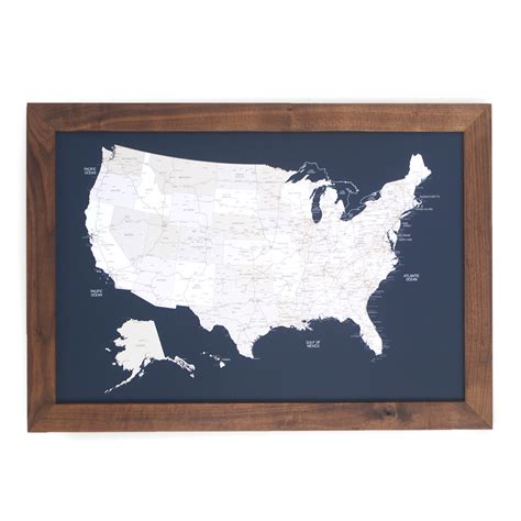 Framed United States Map With Pins Zip Code Map